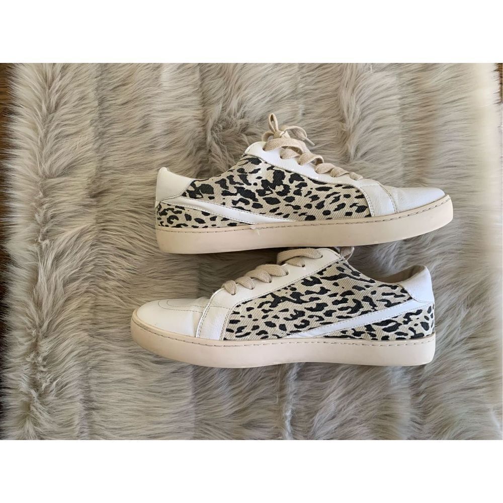 Oasis Society White and Tan/Leopard Sneakers Size 10